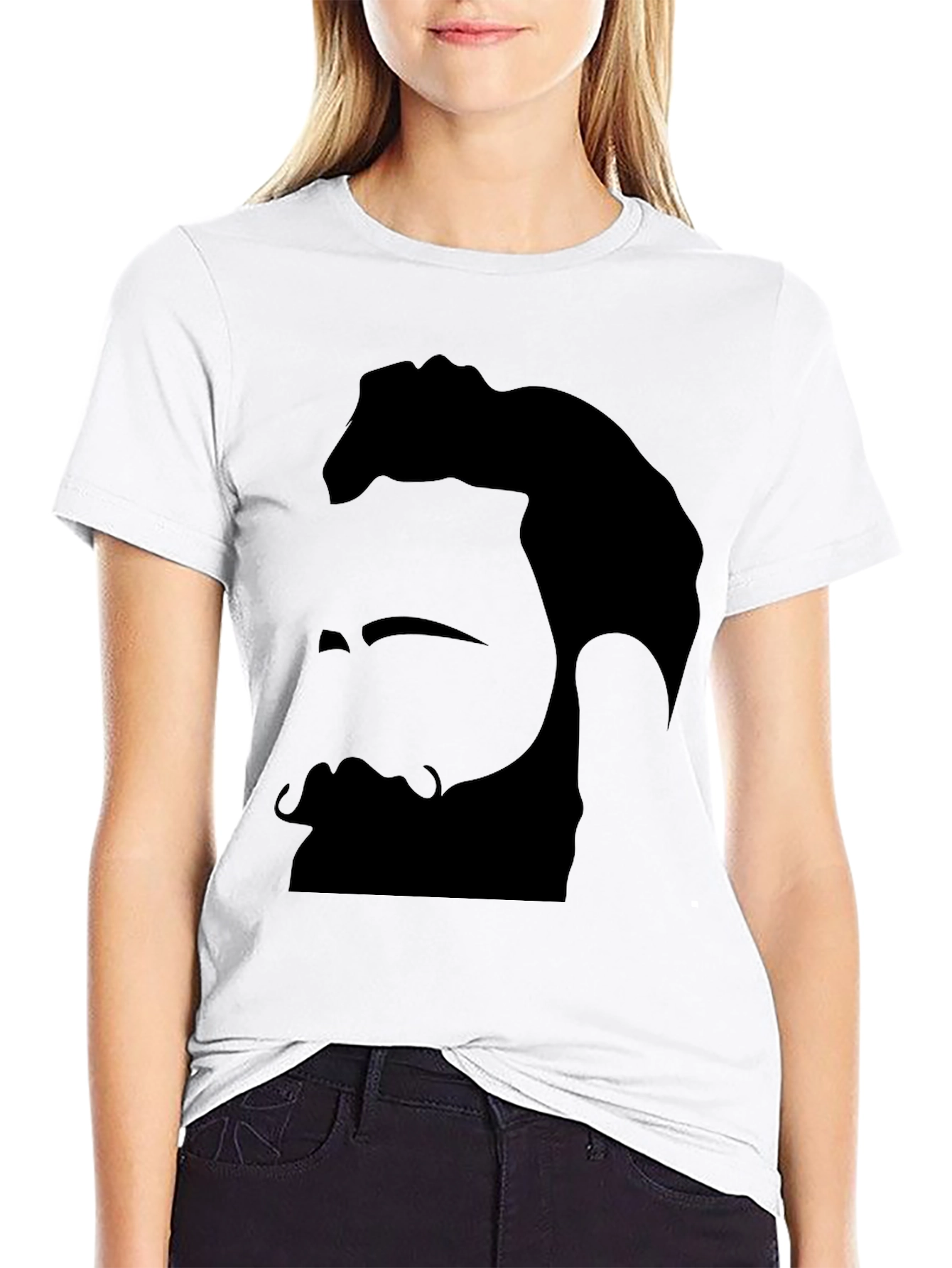 Bearded Man Graphic Tee - Black Cotton Blend