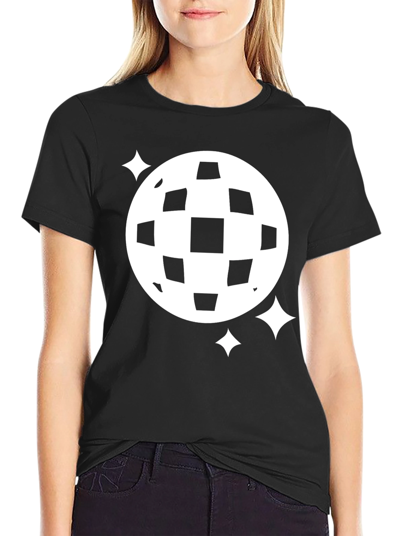 Retro Disco Ball Graphic Tee - Black