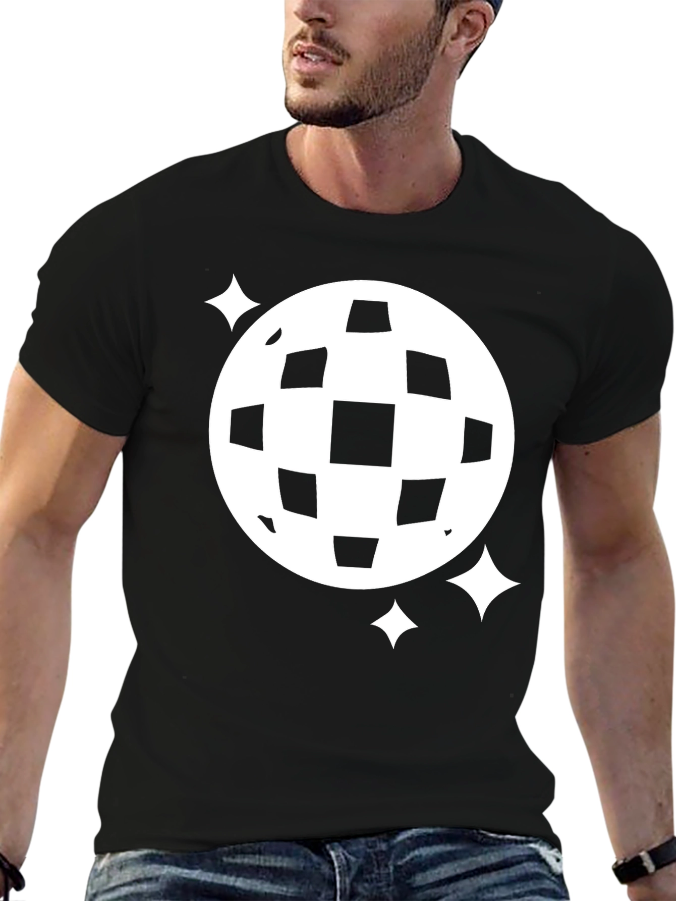 Retro Disco Ball Graphic Tee - Black