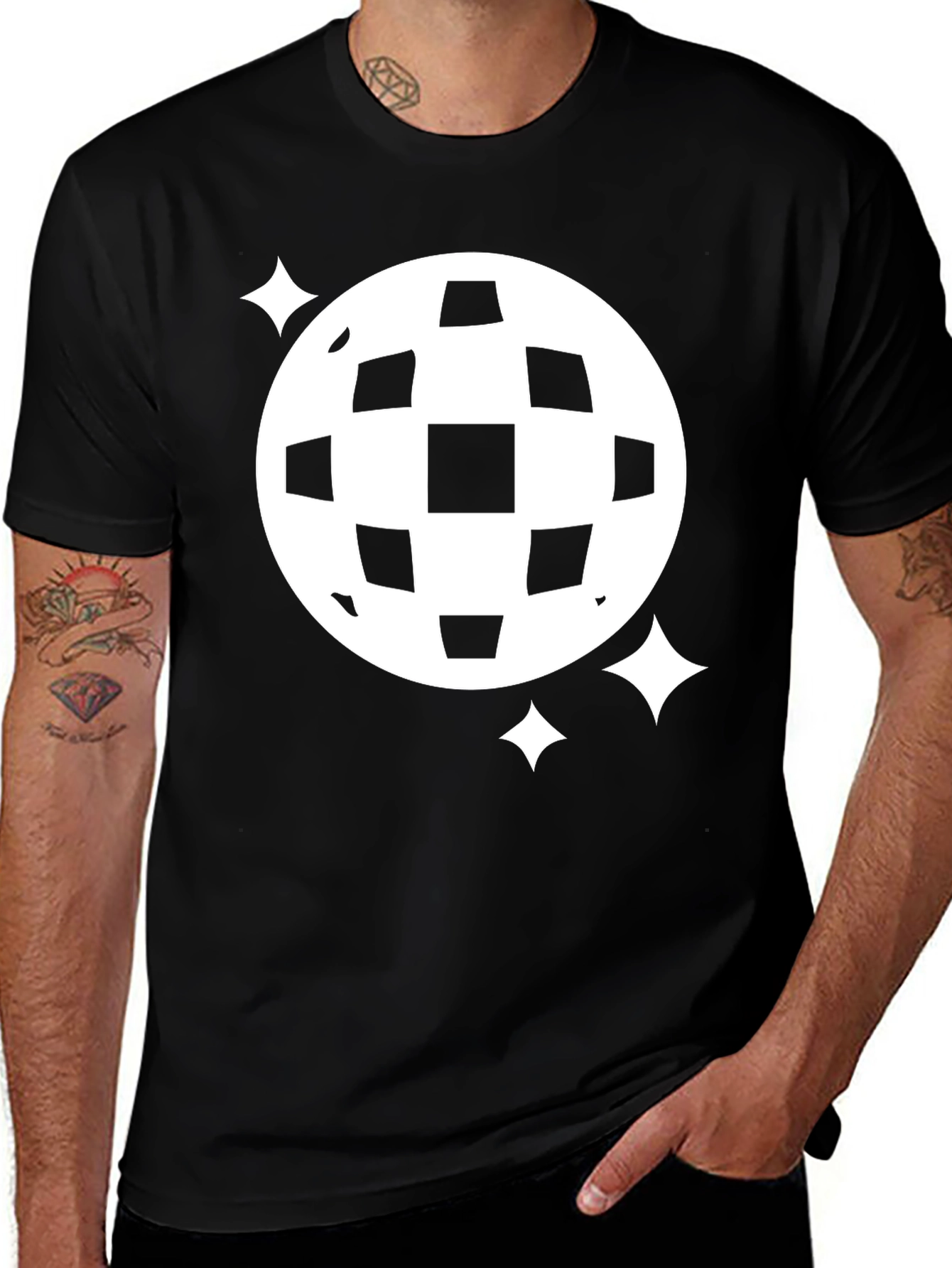 Retro Disco Ball Graphic Tee - Black