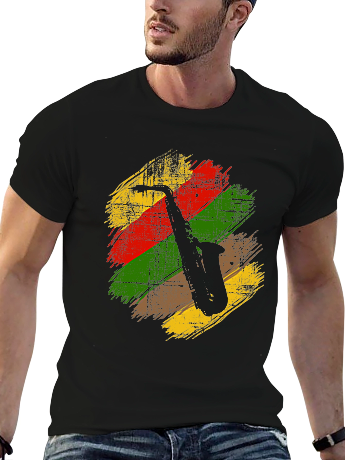 Saxophone Rasta Reggae Style T-Shirt