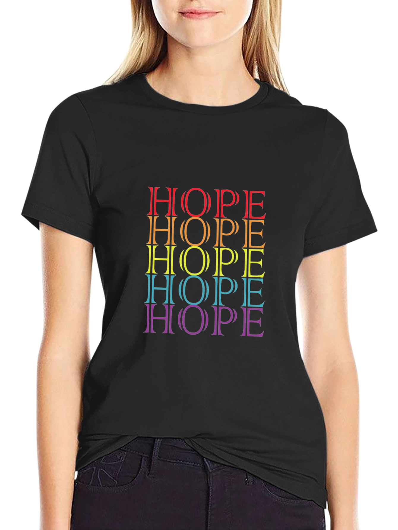 Rainbow HOPE Graphic Tee - Positive Vibes Shirt