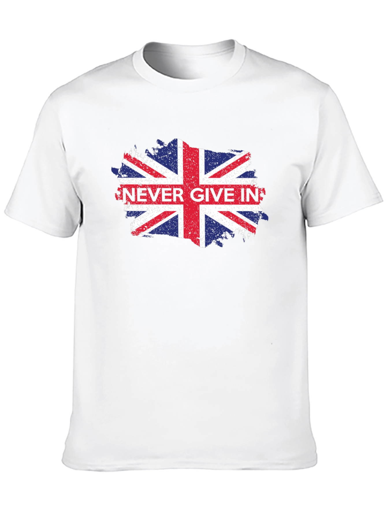 Never Give In Union Jack Mens Black T-Shirt