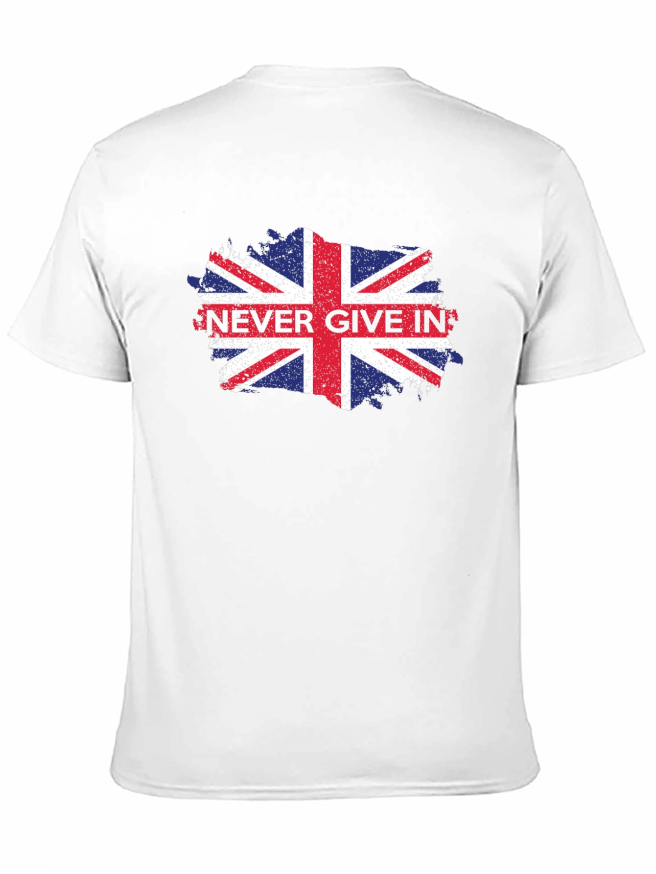 Never Give In Union Jack Mens Black T-Shirt