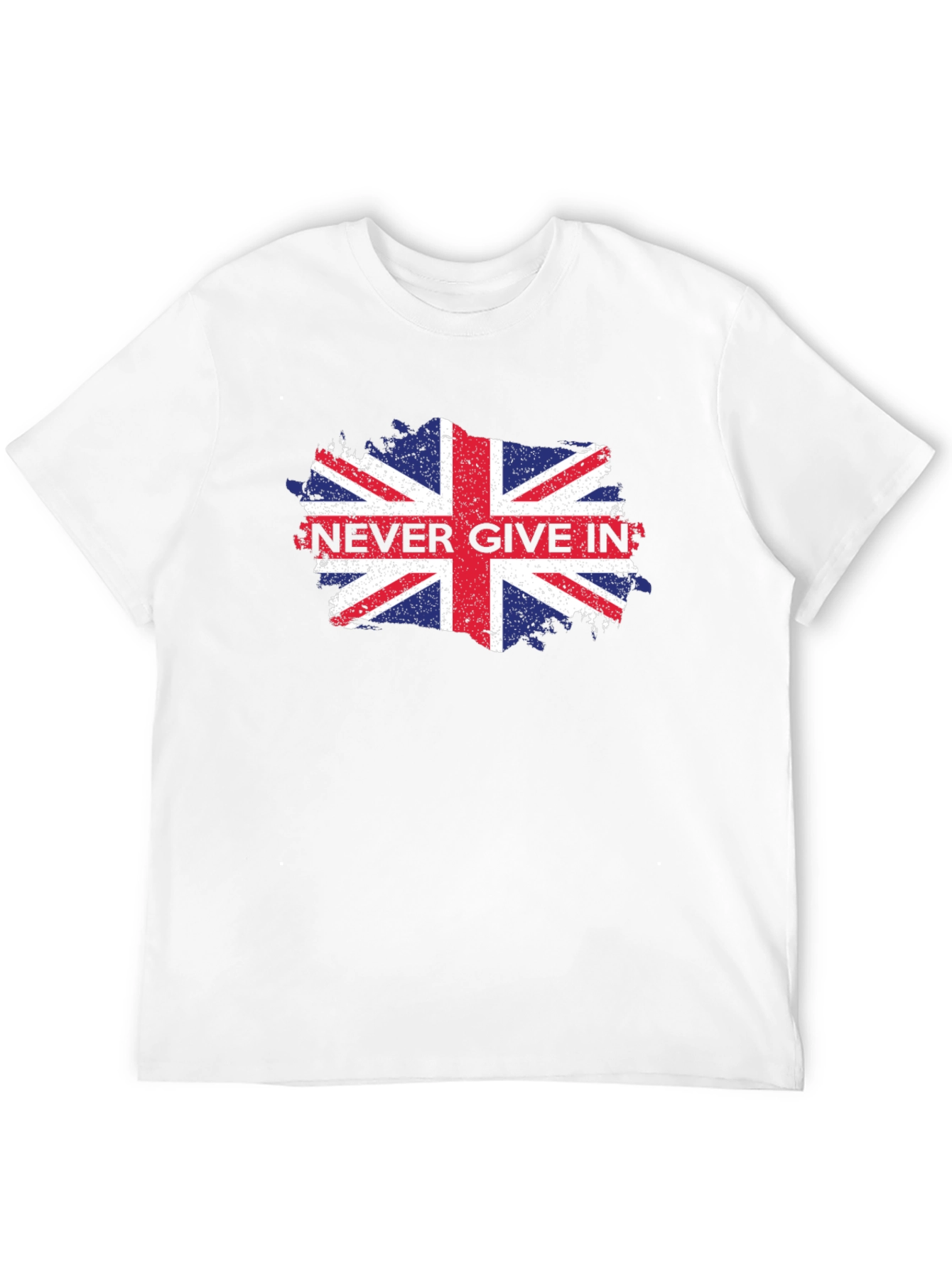 Never Give In Union Jack Mens Black T-Shirt
