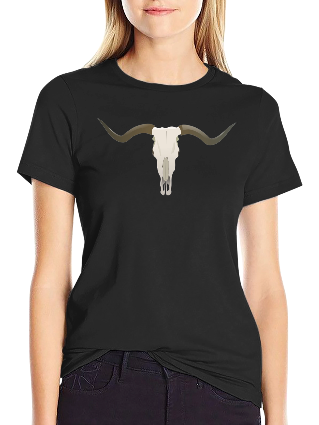 Steer Skull Graphic Tee - Unisex Black T-Shirt