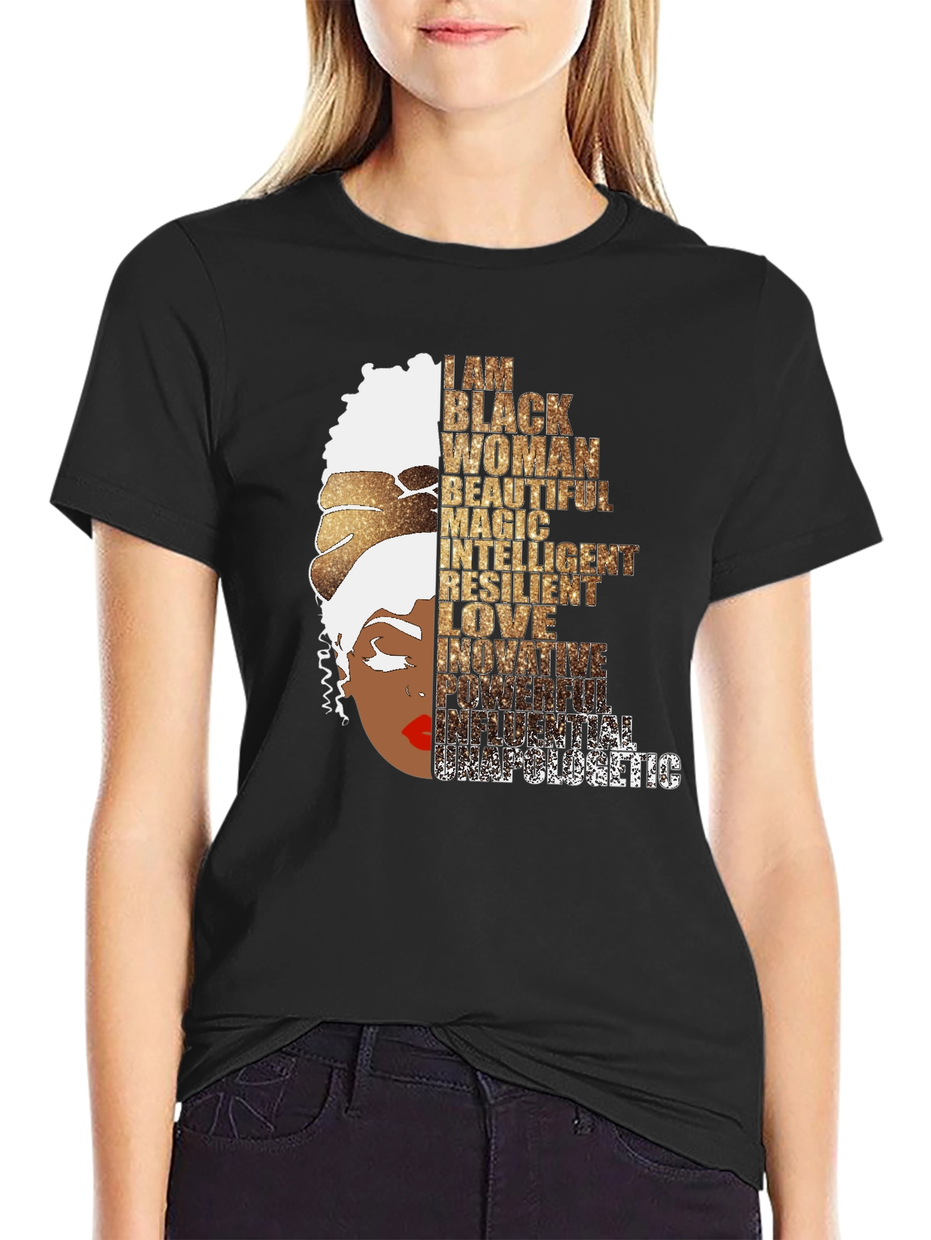 Empowered Black Woman Graphic Tee - Black Pride