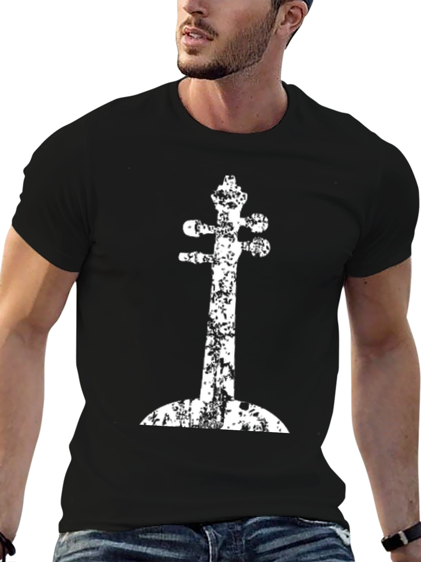 Distressed Gadulka Instrument Black T-Shirt