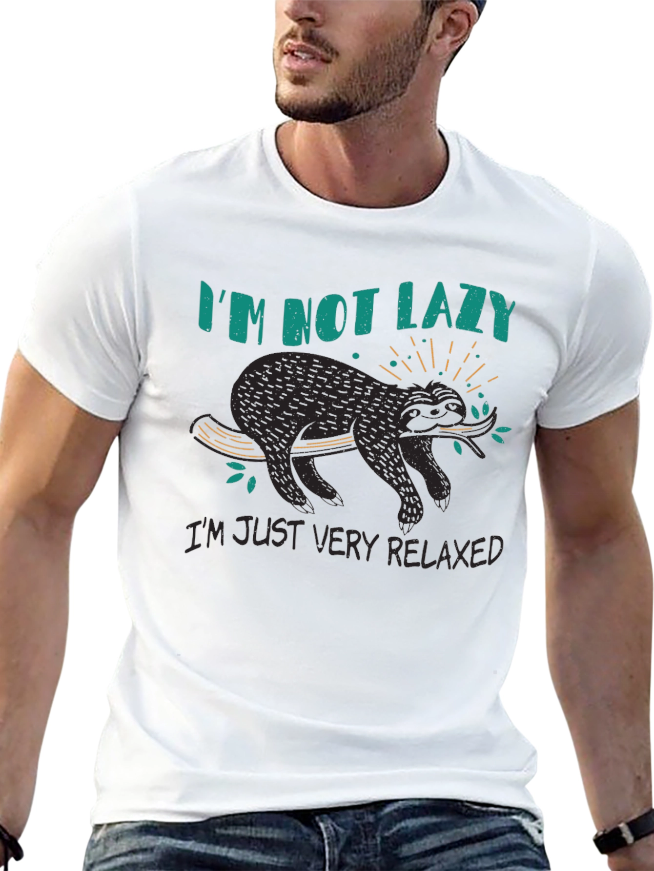 Relaxed Sloth Graphic T-Shirt - Black