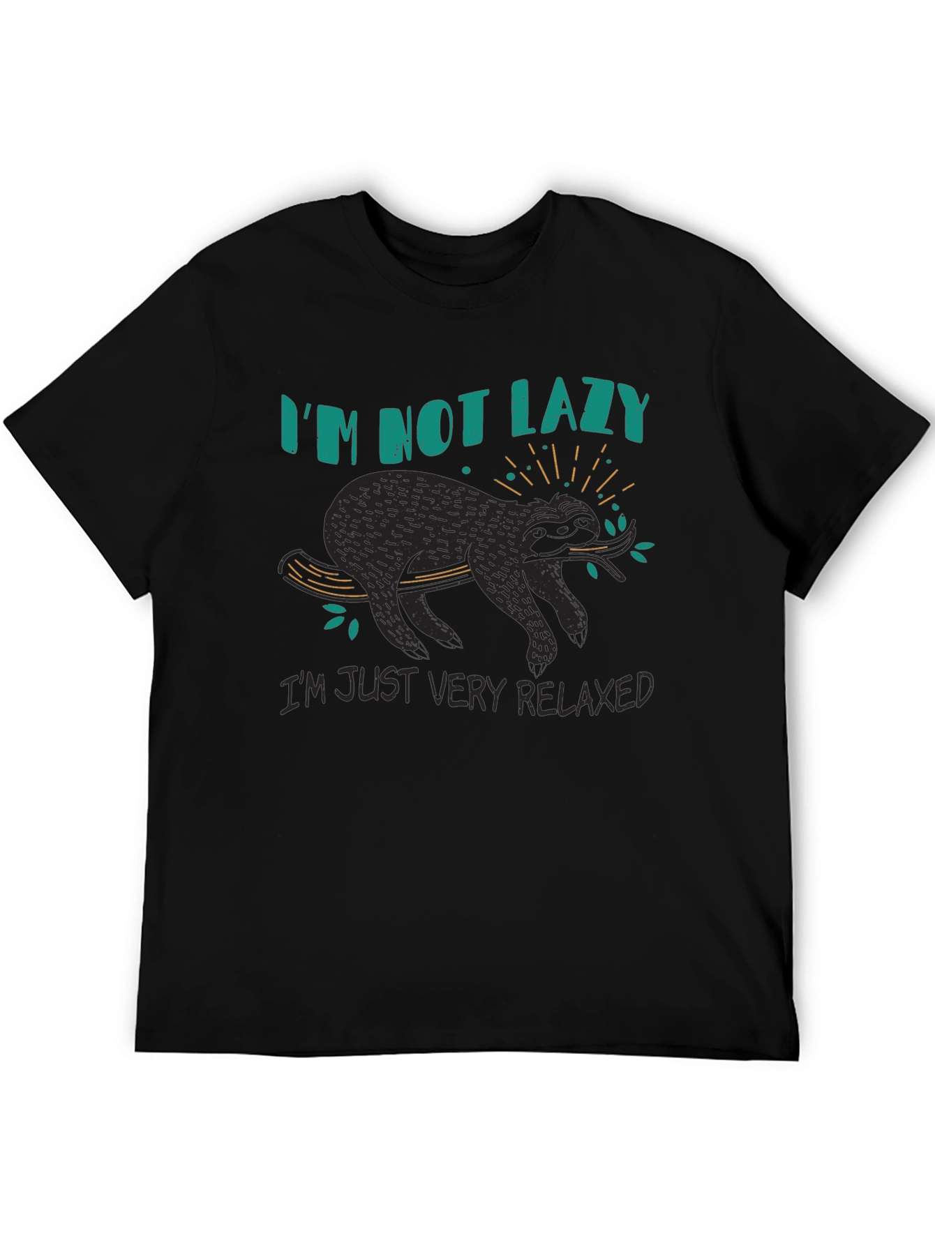 Relaxed Sloth Graphic T-Shirt - Black