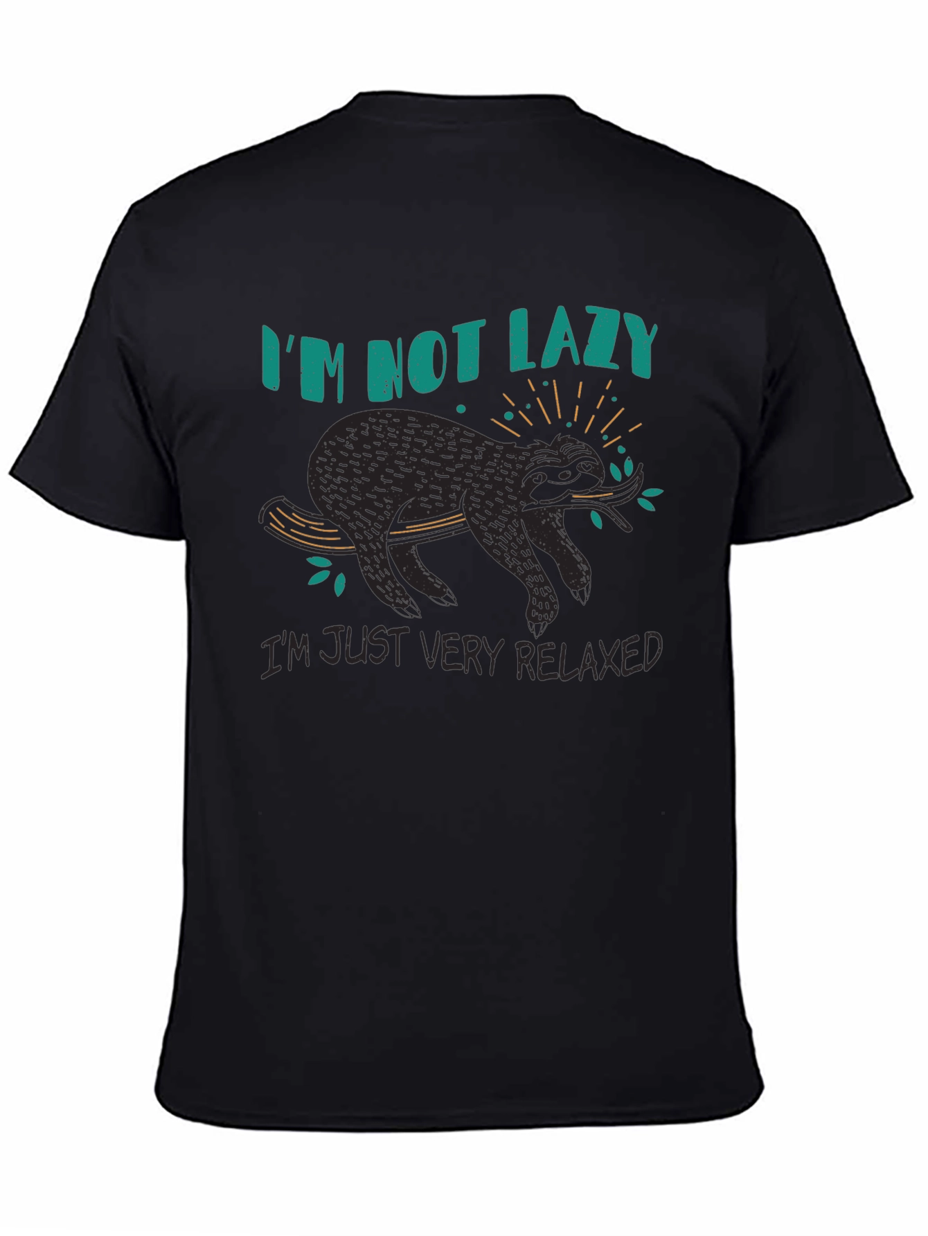 Relaxed Sloth Graphic T-Shirt - Black