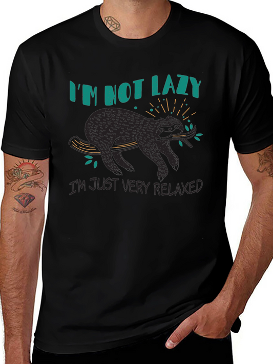 Relaxed Sloth Graphic T-Shirt - Black