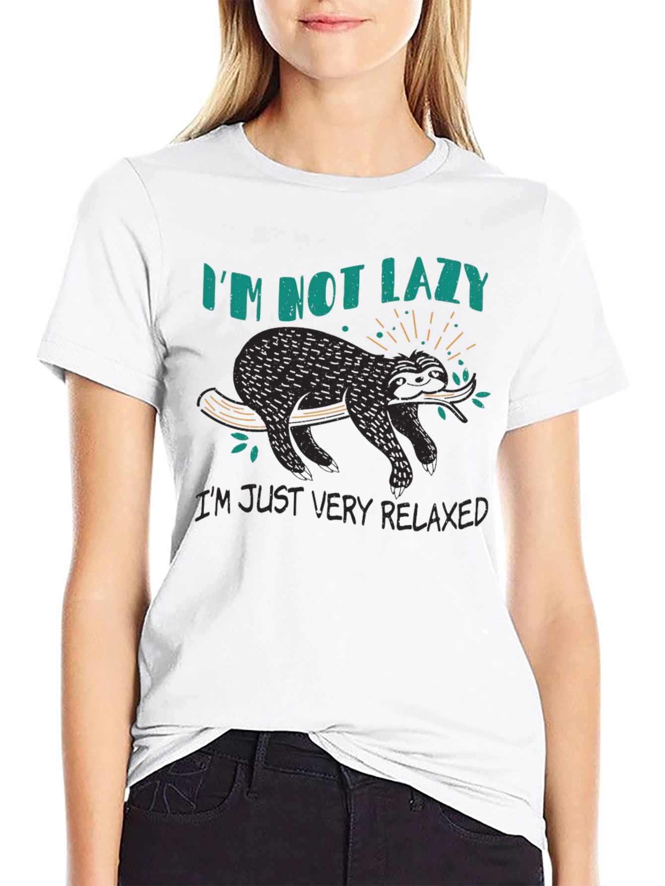 Relaxed Sloth Graphic T-Shirt - Black