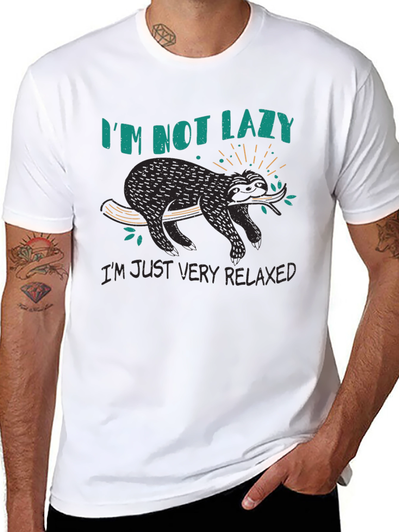 Relaxed Sloth Graphic T-Shirt - Black
