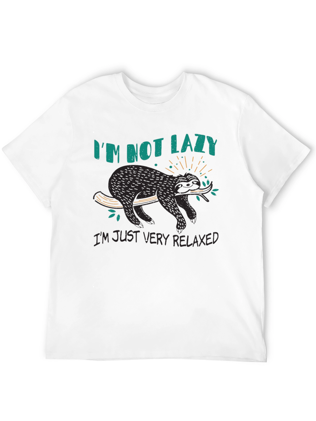 Relaxed Sloth Graphic T-Shirt - Black