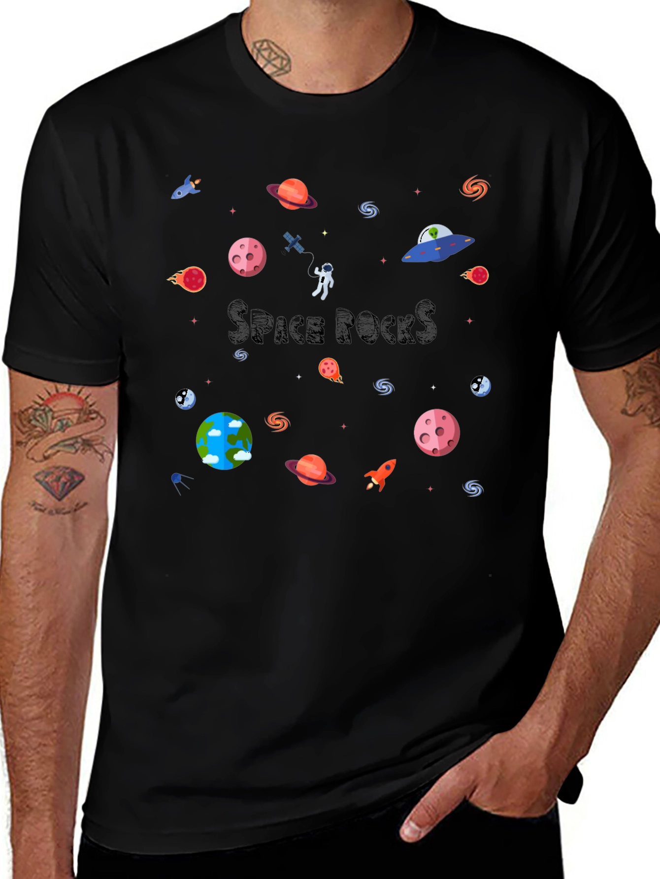 Space Rocks Black T-Shirt