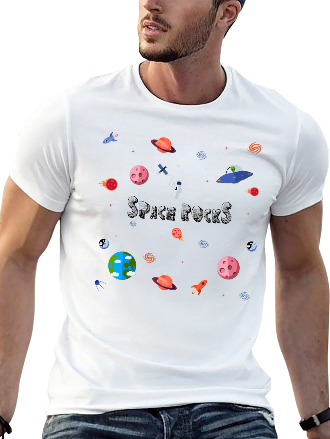 Space Rocks Black T-Shirt