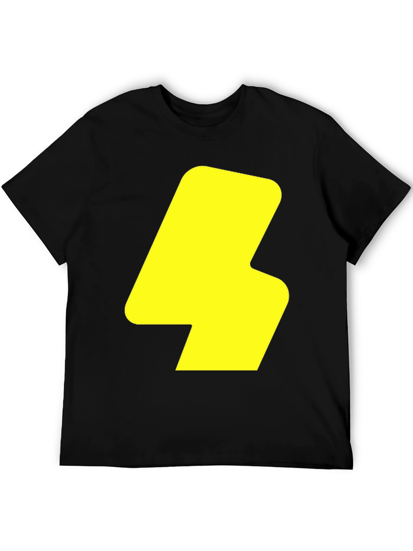 Bold Yellow Lightning Bolt Graphic Black T-Shirt