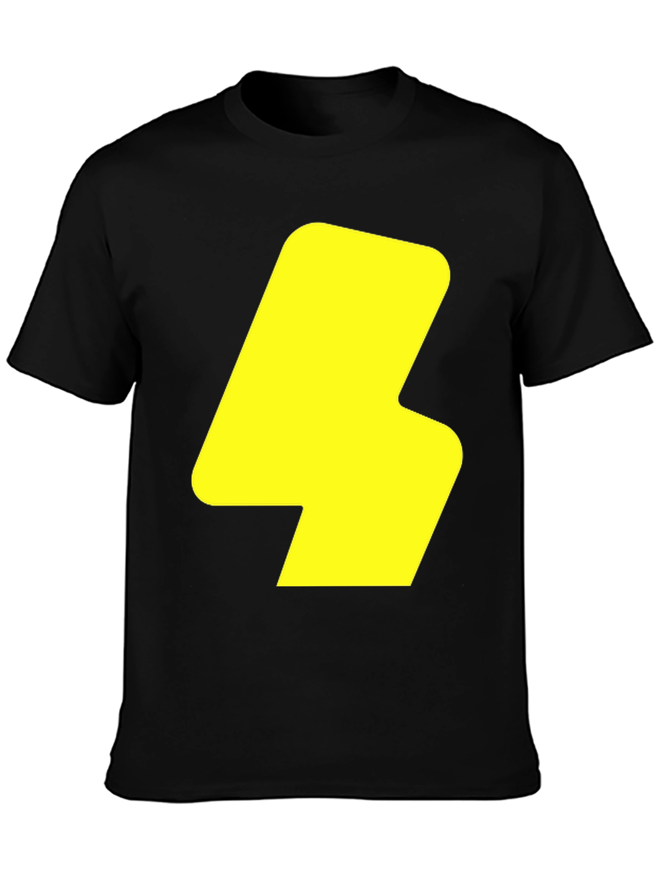 Bold Yellow Lightning Bolt Graphic Black T-Shirt
