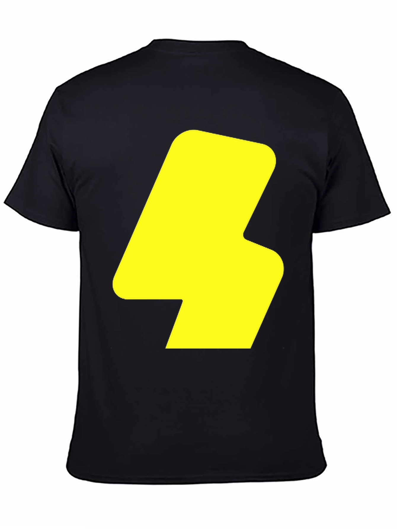 Bold Yellow Lightning Bolt Graphic Black T-Shirt