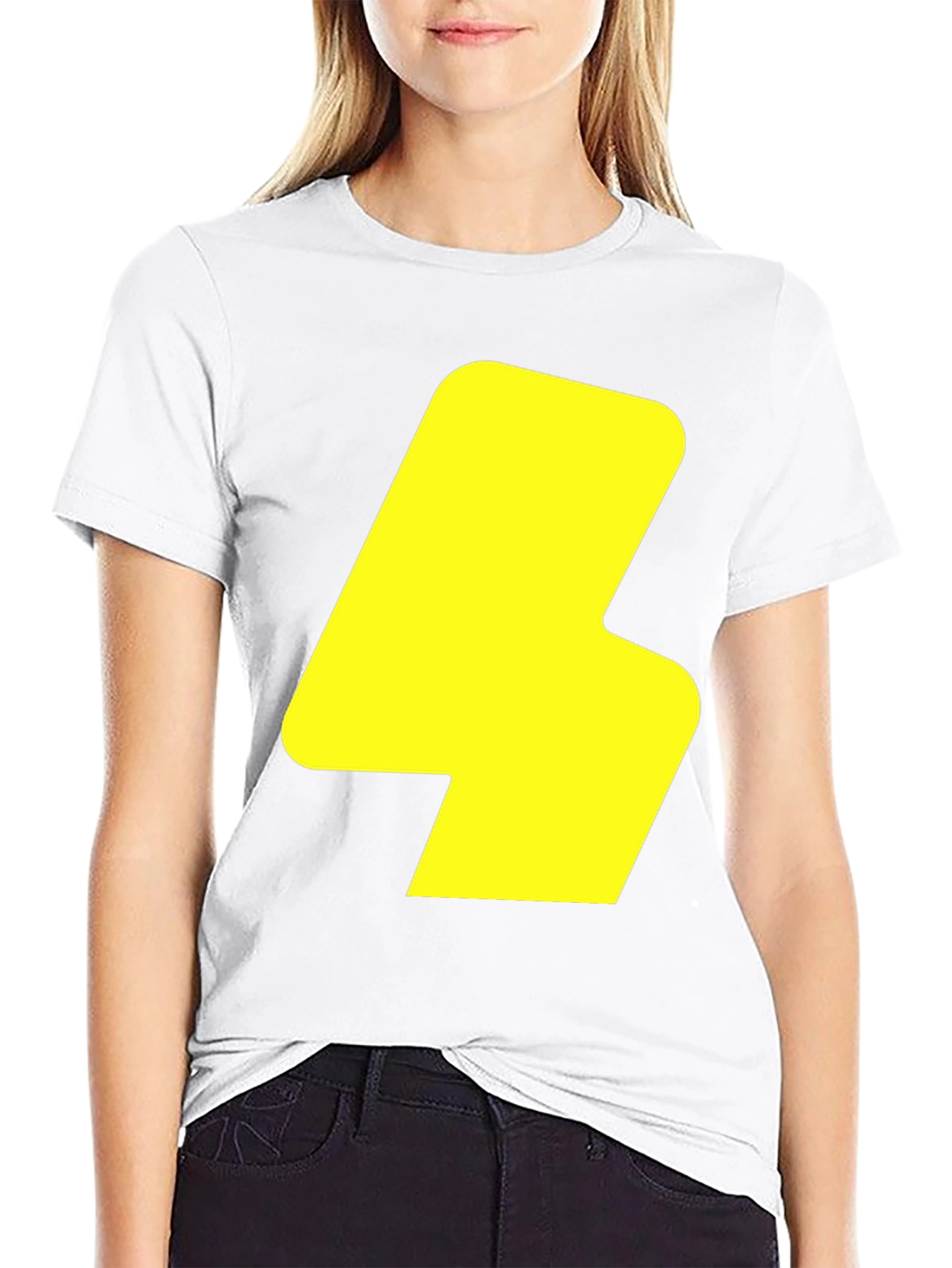 Bold Yellow Lightning Bolt Graphic Black T-Shirt