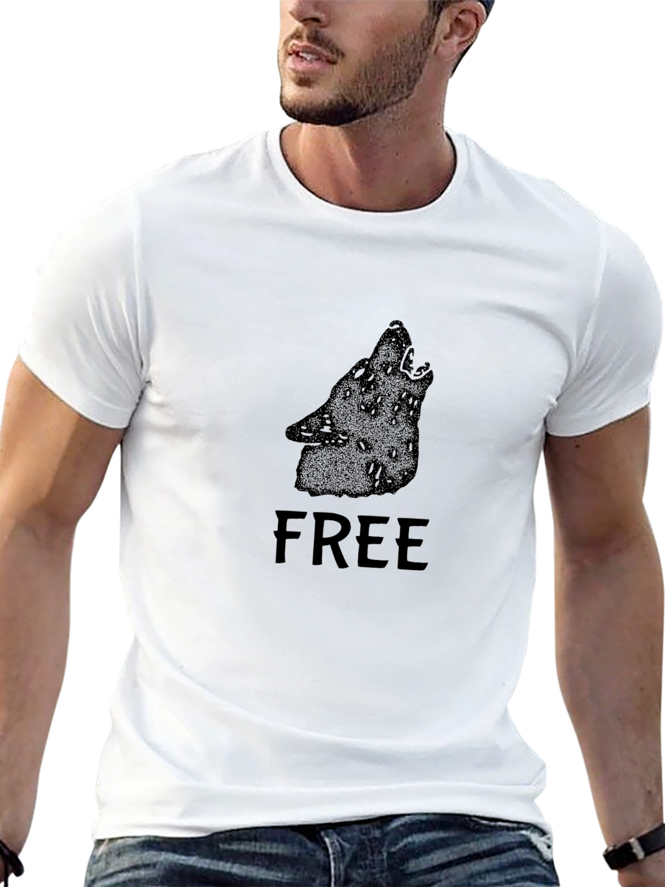 Black Graphic Tee - Free Wolf