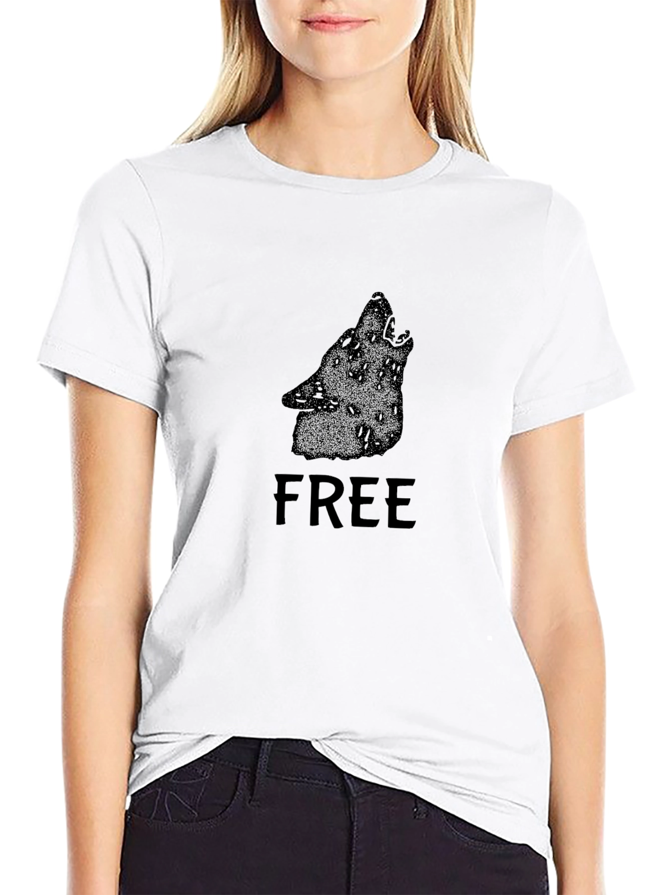 Black Graphic Tee - Free Wolf