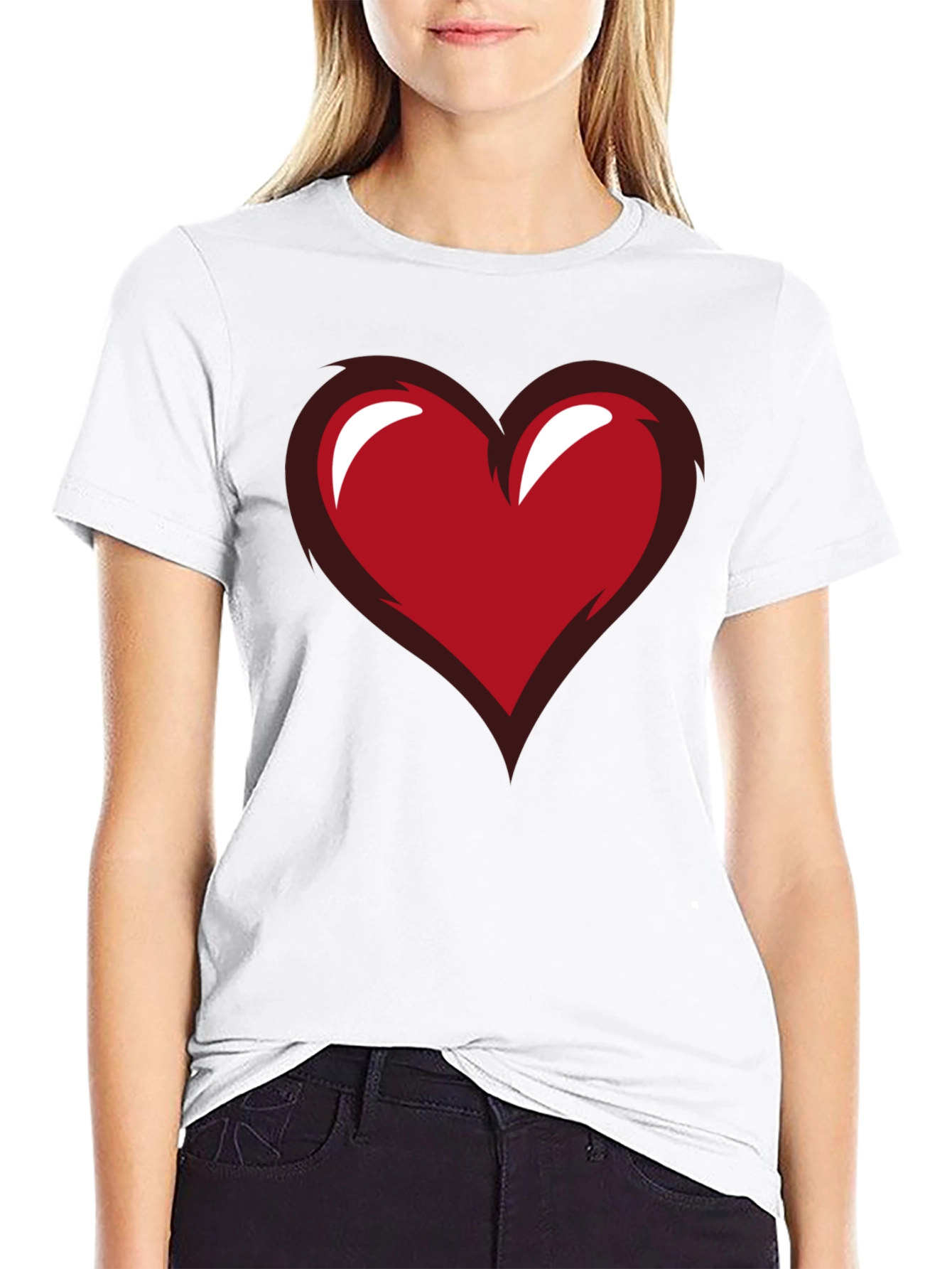 Heart Graphic Black Tee - Stylish Casual Wear