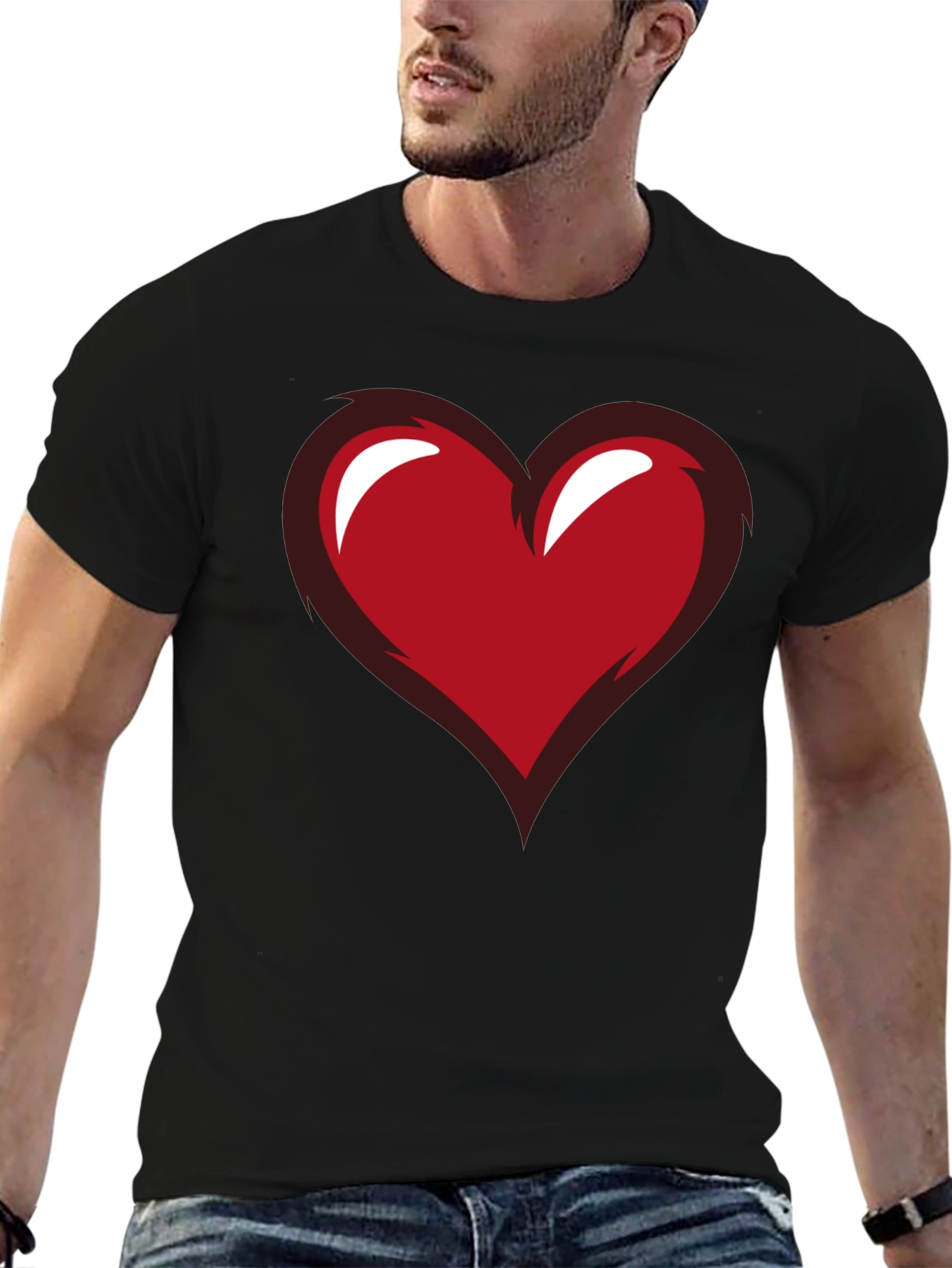 Heart Graphic Black Tee - Stylish Casual Wear