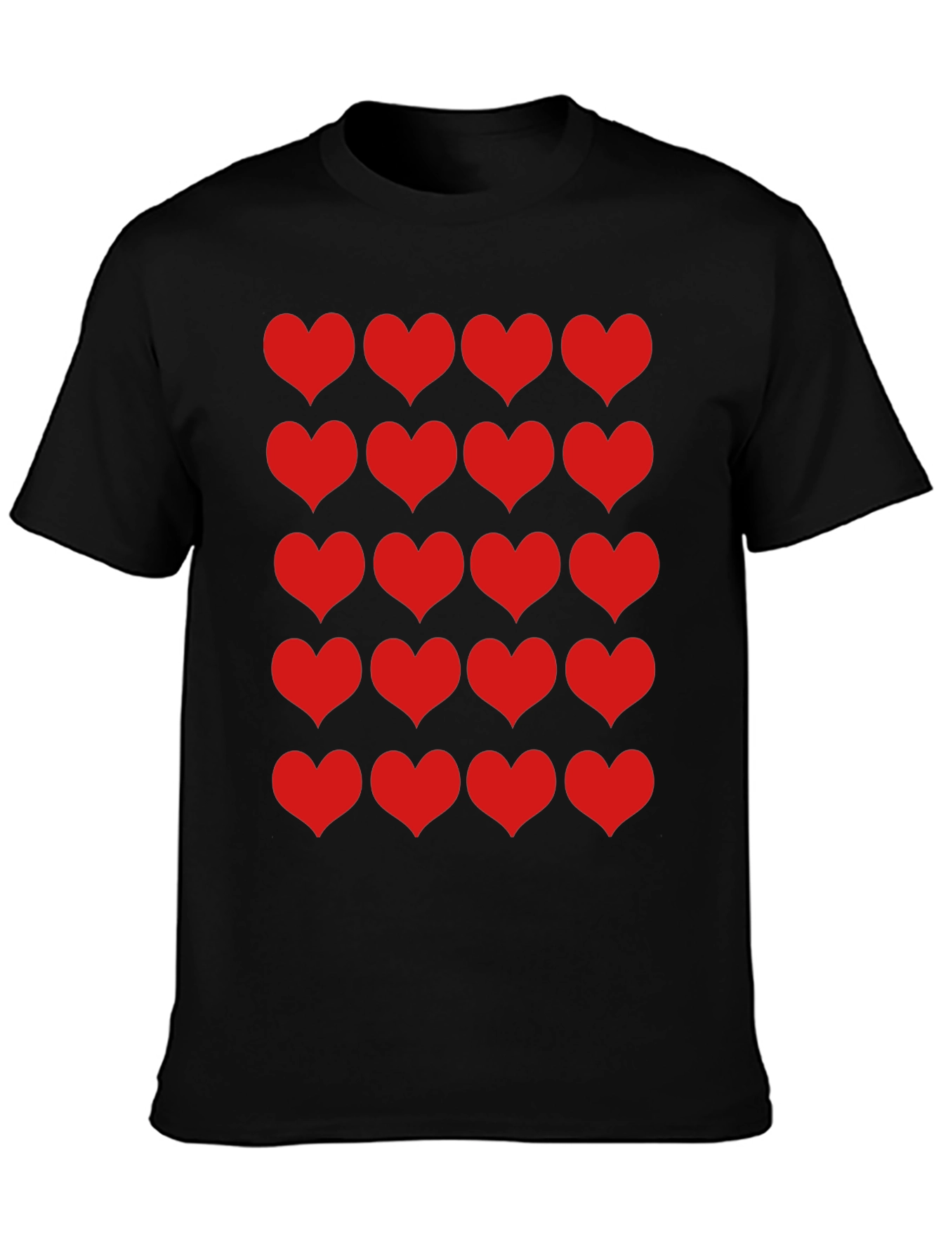 Heart Print Black Tee - Mens Fashion