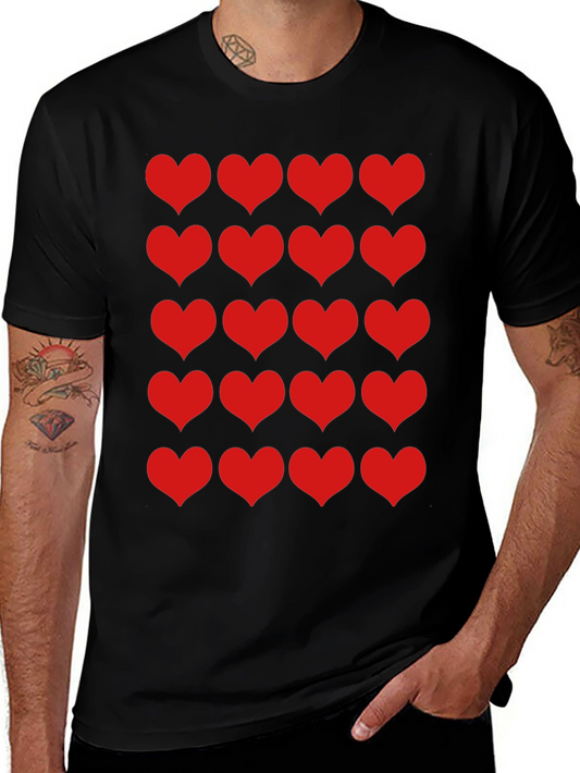 Heart Print Black Tee - Mens Fashion