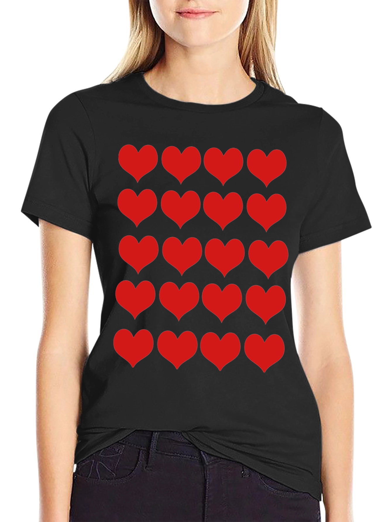 Heart Print Black Tee - Mens Fashion
