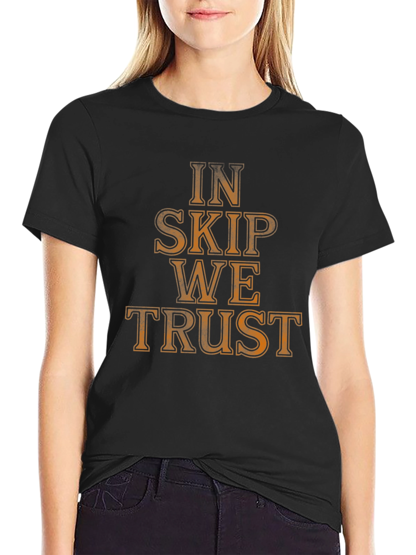 In Skip We Trust Graphic T-Shirt - Black