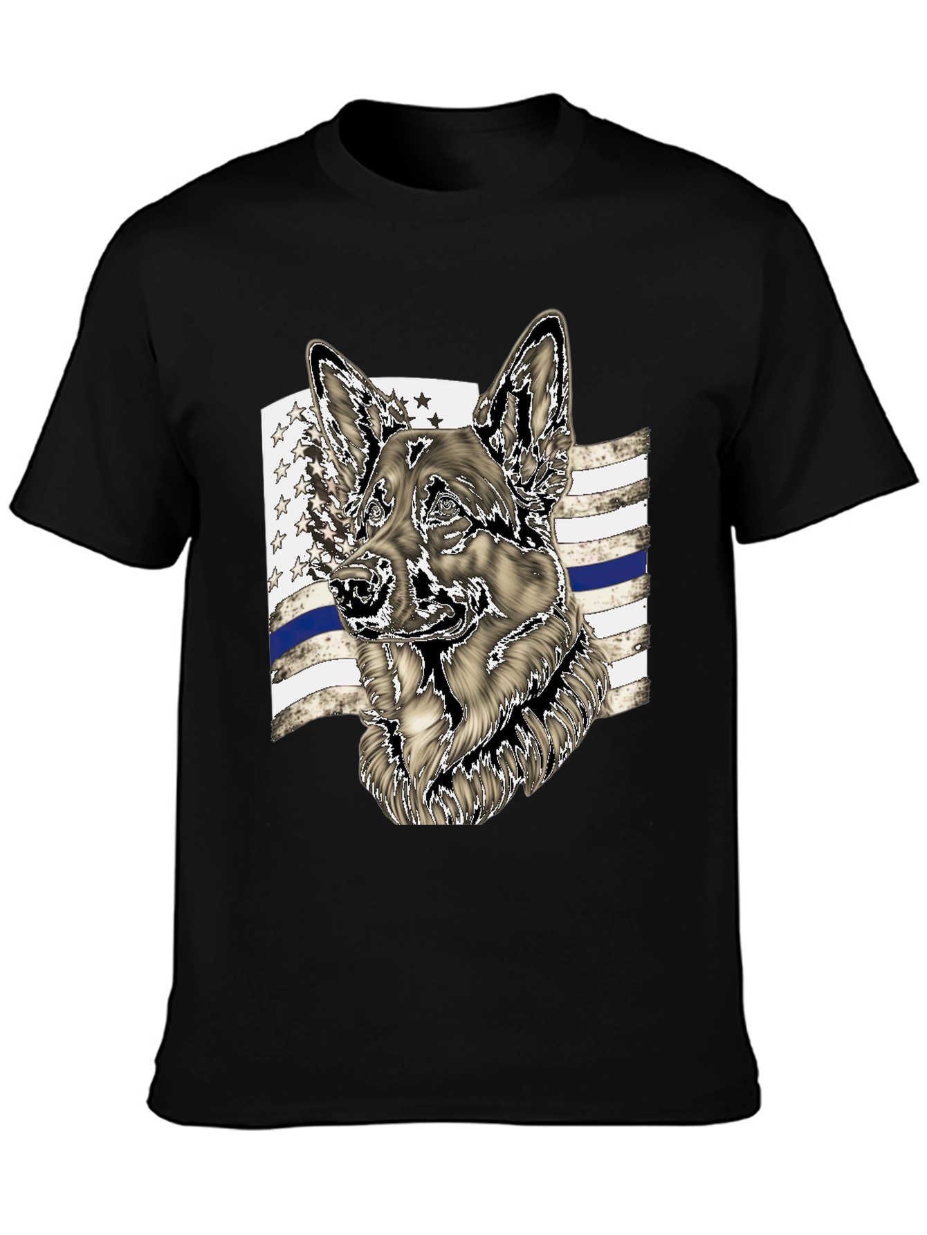 German Shepherd Thin Blue Line Graphic Tee