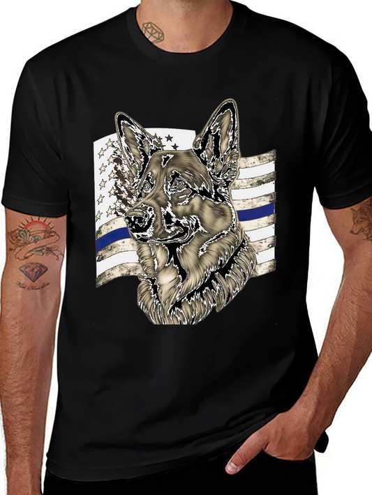 German Shepherd Thin Blue Line Graphic Tee