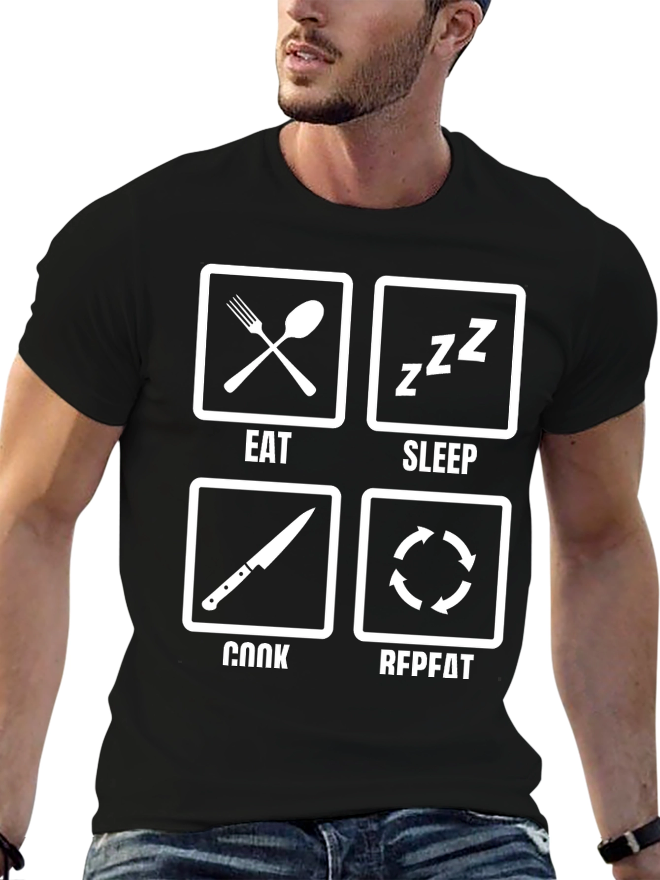 Eat Sleep Cook Repeat Funny Chef T-Shirt