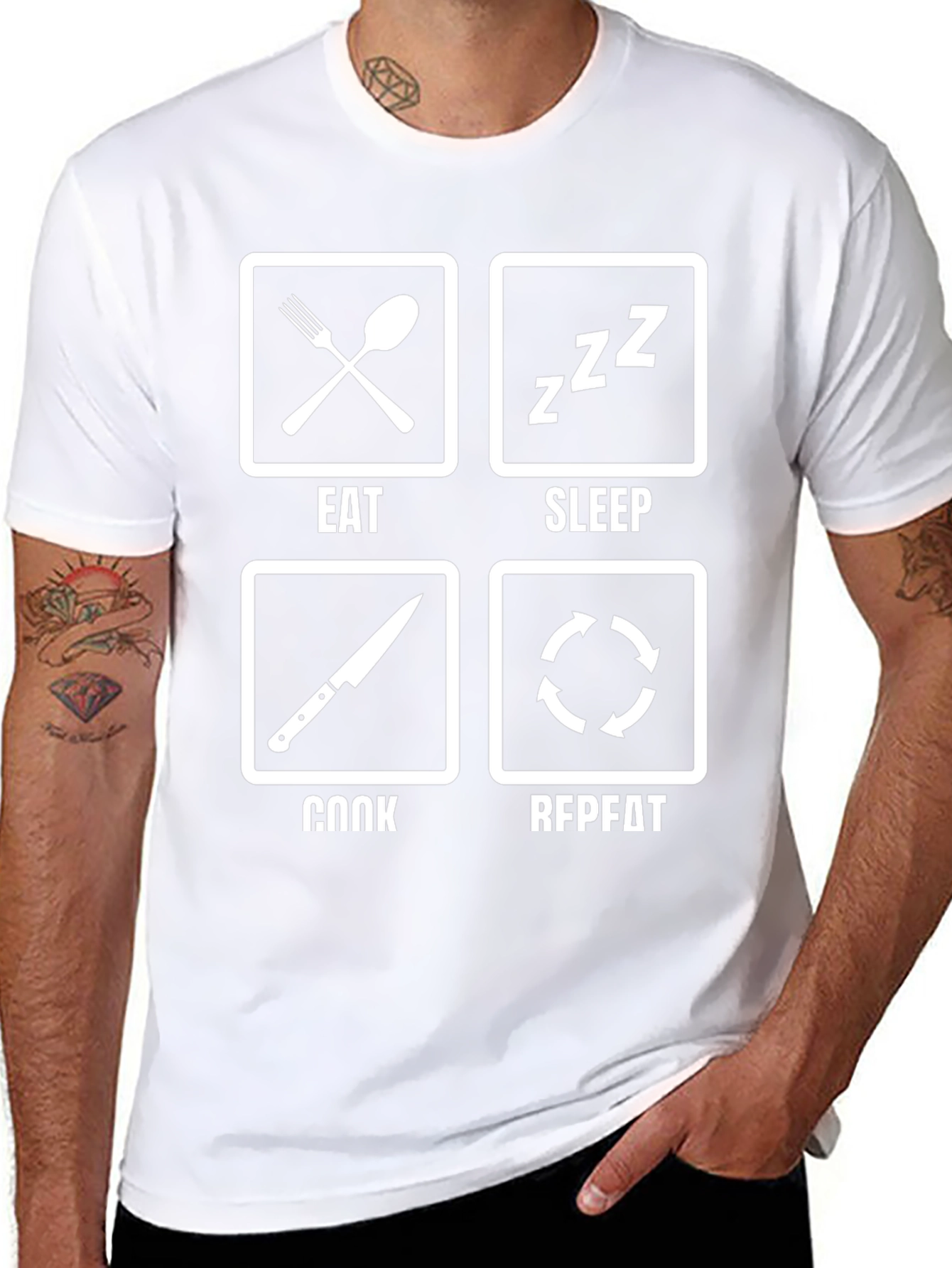 Eat Sleep Cook Repeat Funny Chef T-Shirt