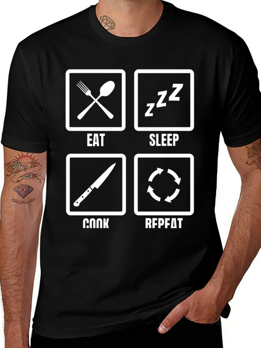 Eat Sleep Cook Repeat Funny Chef T-Shirt