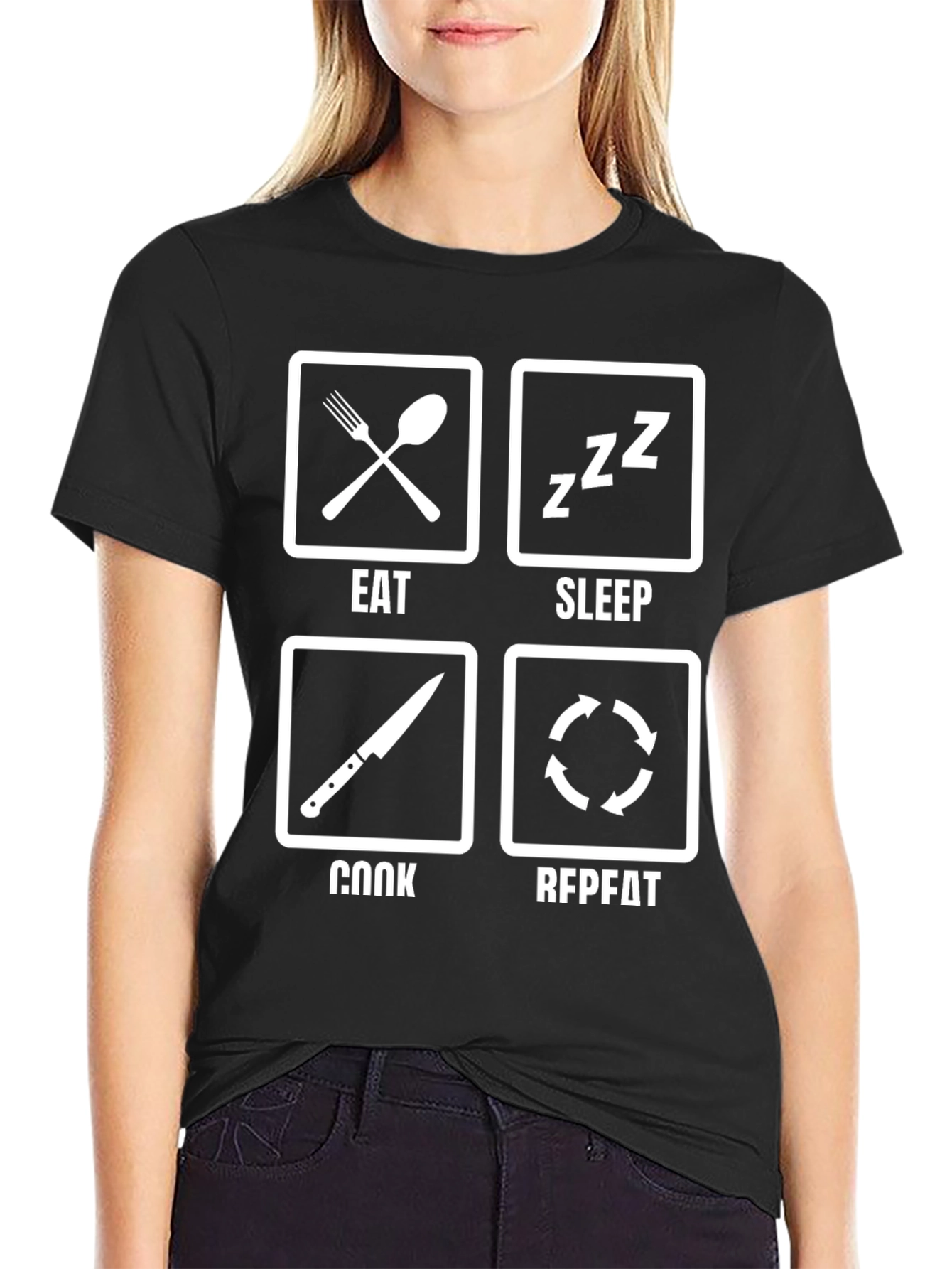 Eat Sleep Cook Repeat Funny Chef T-Shirt