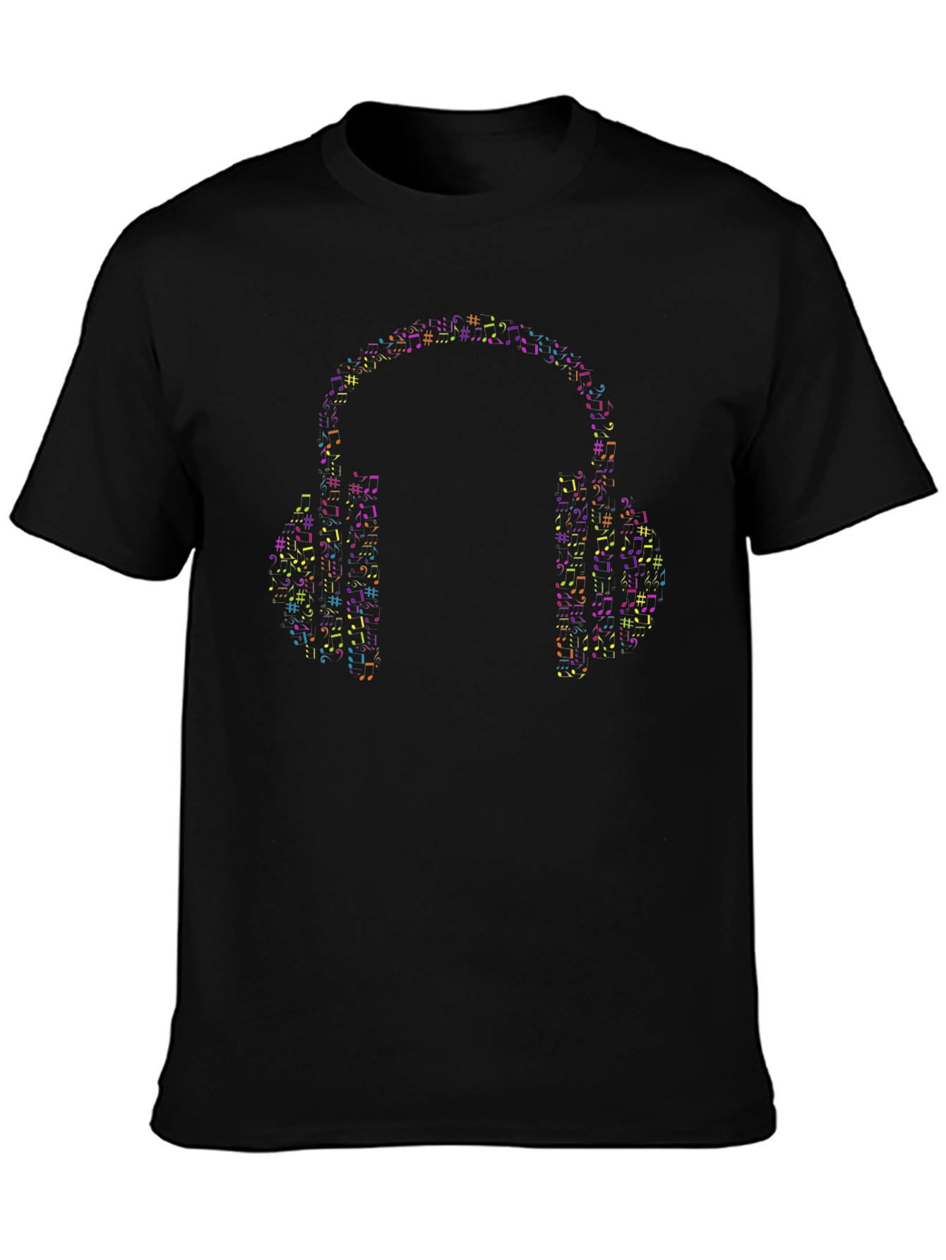 Musical Headphones Graphic Tee - Black