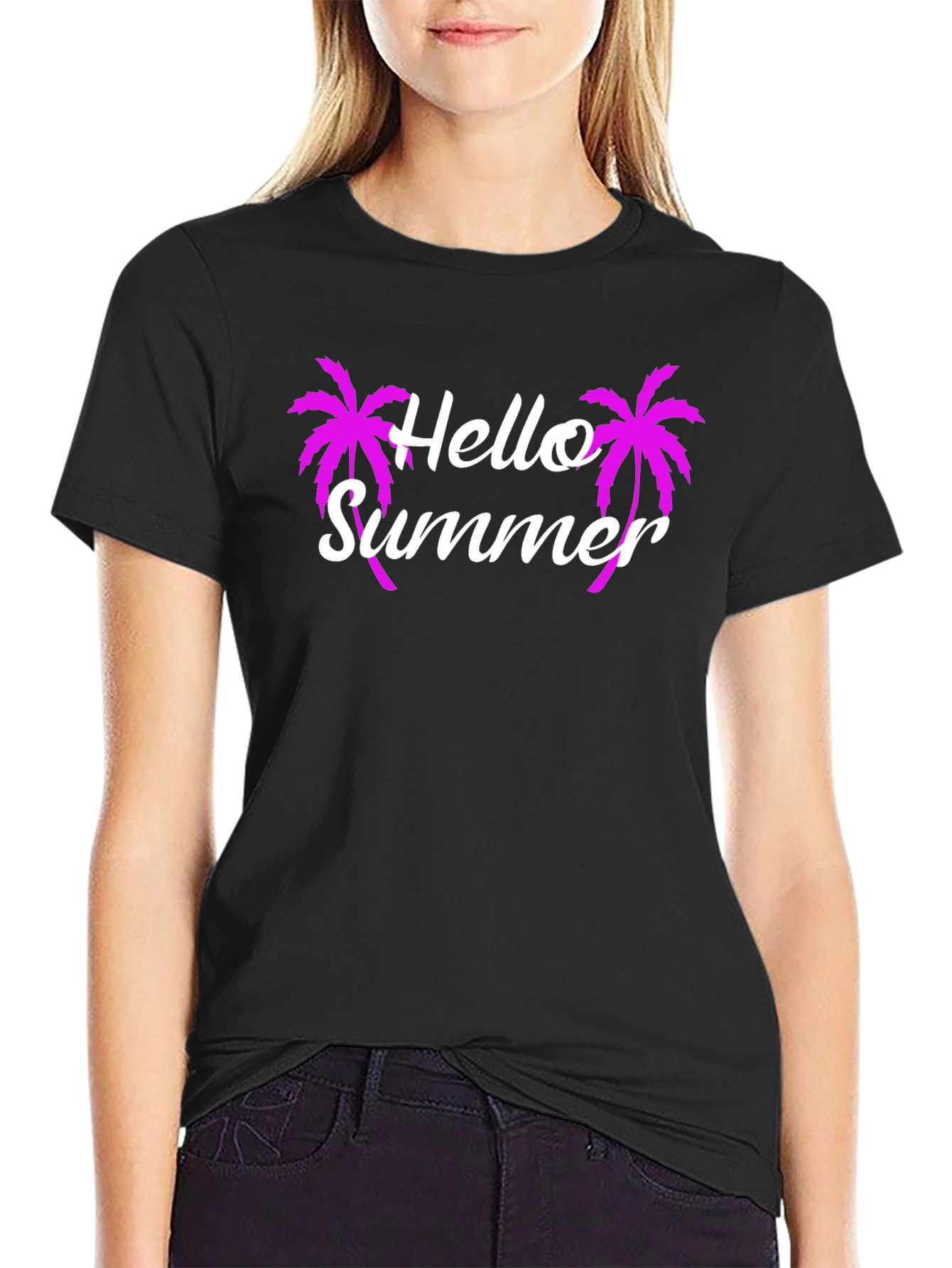 Hello Summer Graphic Tee - Tropical Palm Tree T-Shirt