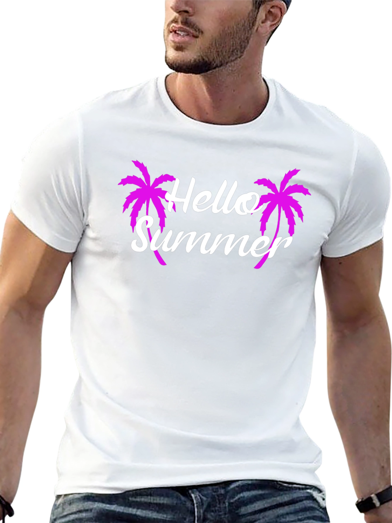 Hello Summer Graphic Tee - Tropical Palm Tree T-Shirt