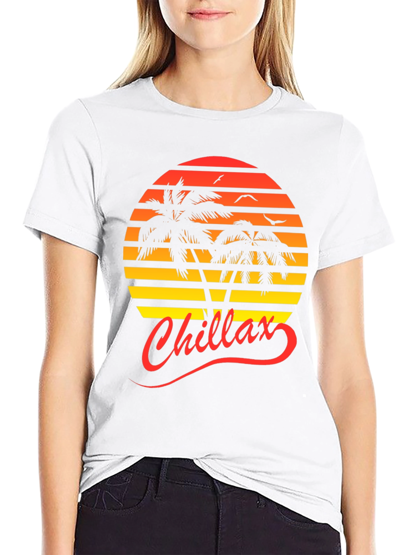 Chillax Sunset Palm Tree Graphic Tee