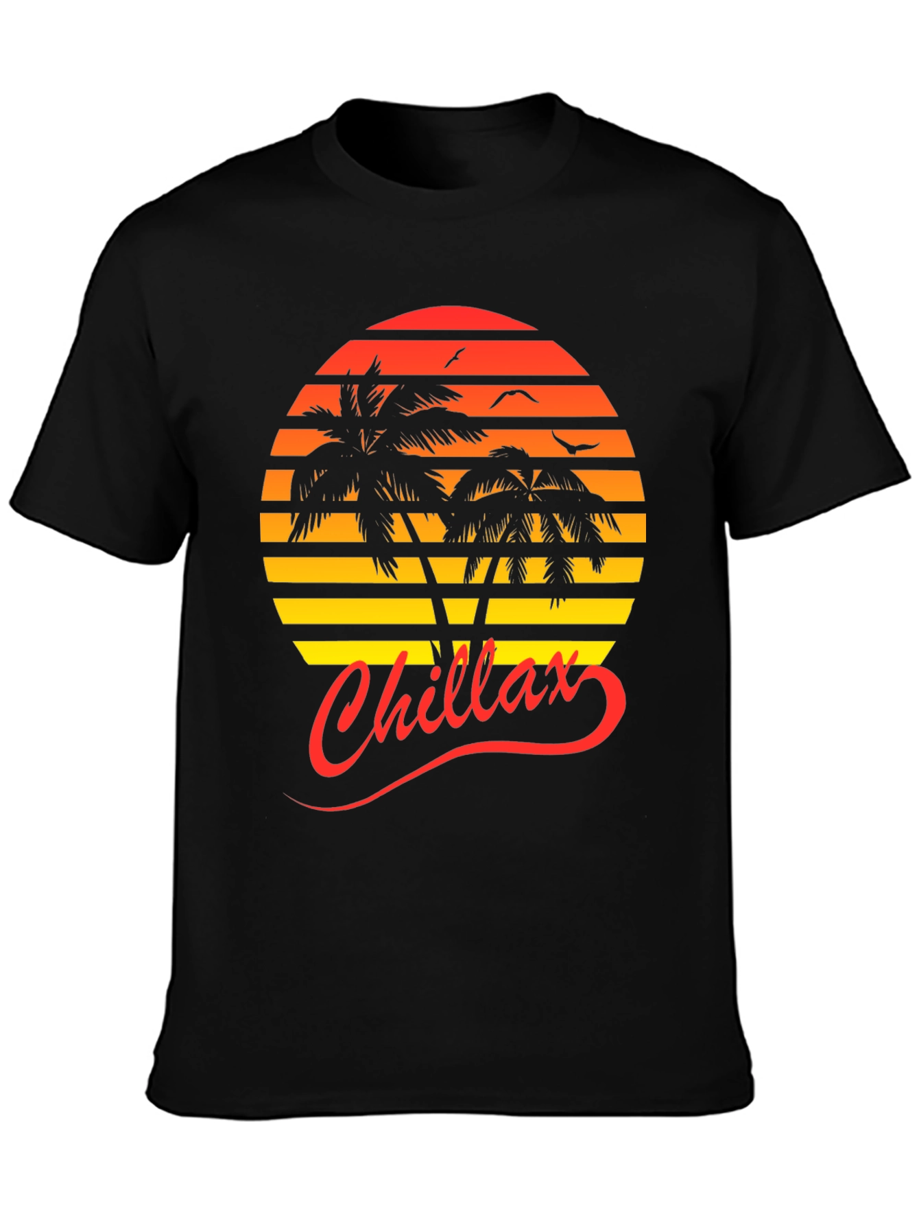 Chillax Sunset Palm Tree Graphic Tee