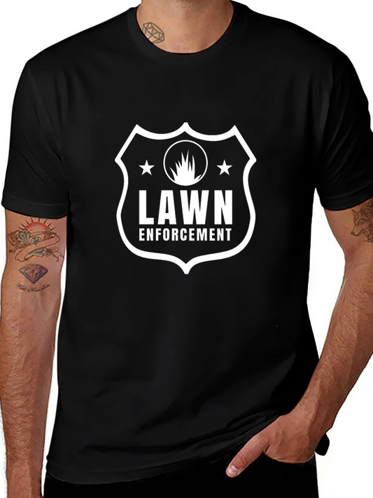 Lawn Enforcement Graphic T-Shirt - Black Cotton Tee