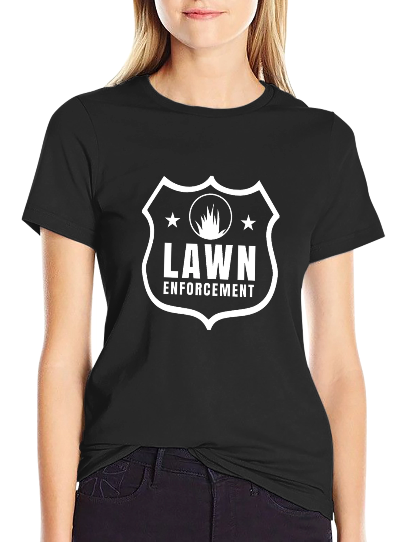Lawn Enforcement Graphic T-Shirt - Black Cotton Tee