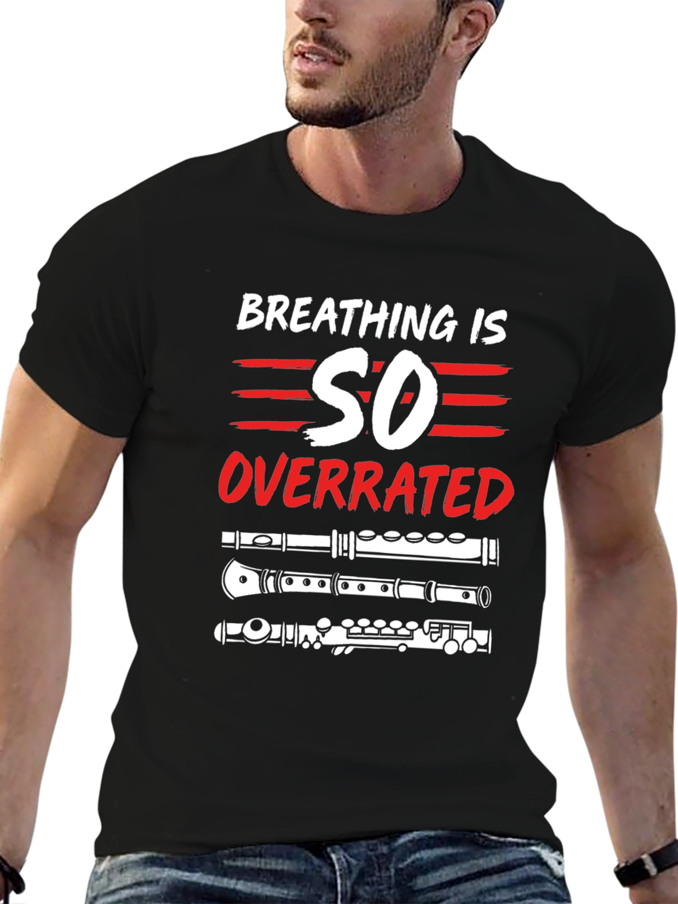 Breathing is Overrated Flute Player T-Shirt