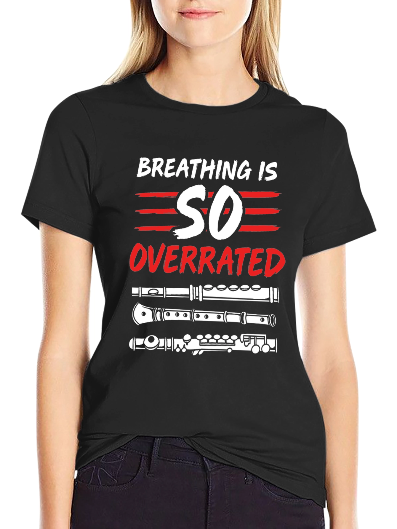 Breathing is Overrated Flute Player T-Shirt
