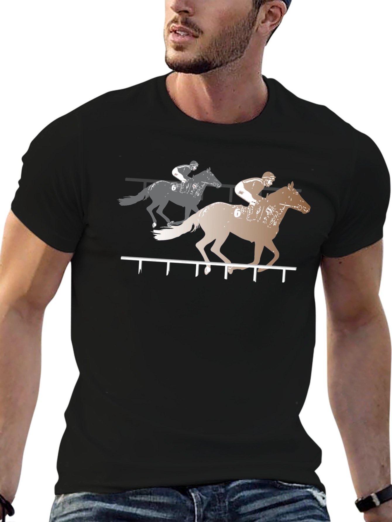 Horse Racing Graphic Tee - Black