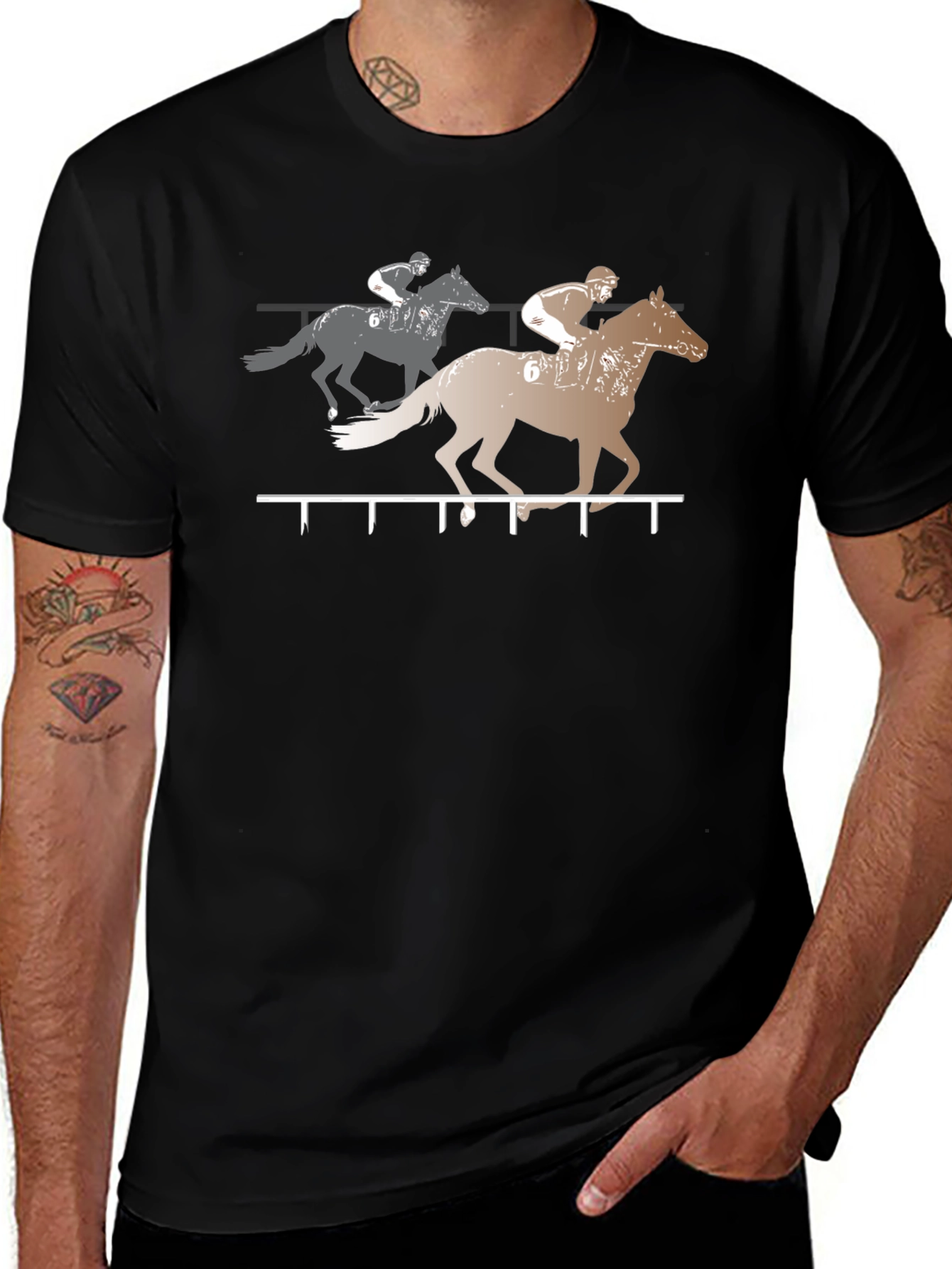 Horse Racing Graphic Tee - Black